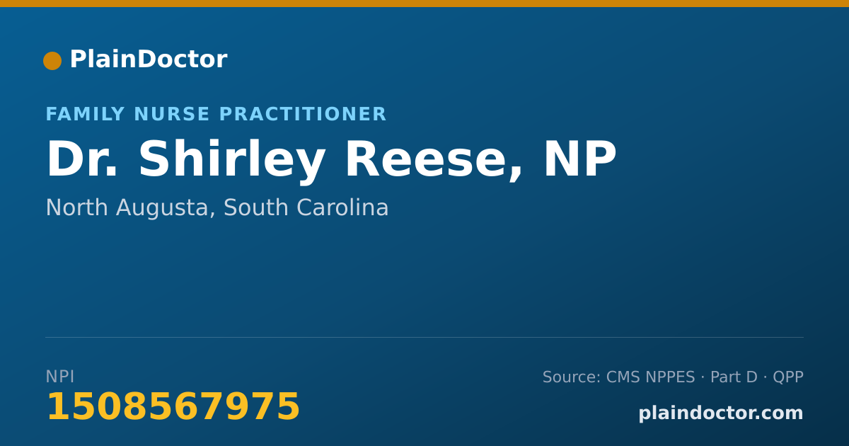 Shareable card for Shirley Reese, NP - Family Nurse Practitioner, North Augusta, SC