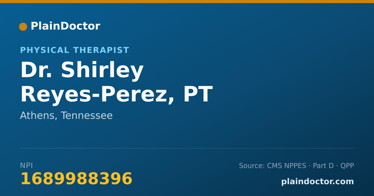 Shareable card for Shirley Reyes-Perez, PT - Physical Therapist, Athens, TN
