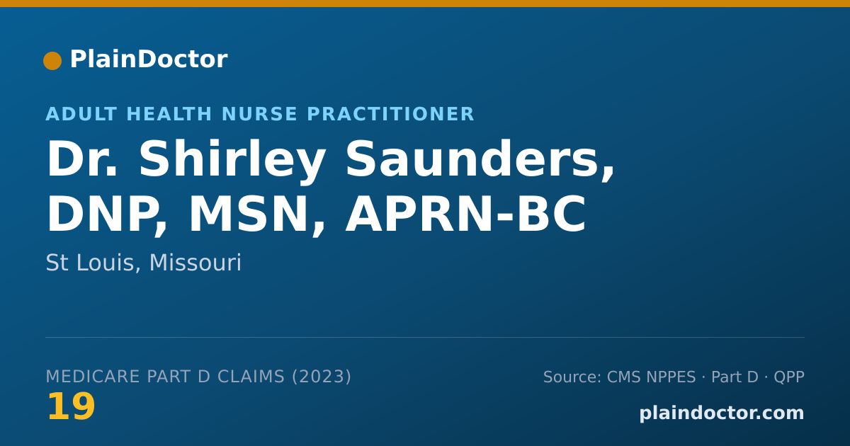 Shareable card for Shirley Saunders, DNP, MSN, APRN-BC - Adult Health Nurse Practitioner, St Louis, MO