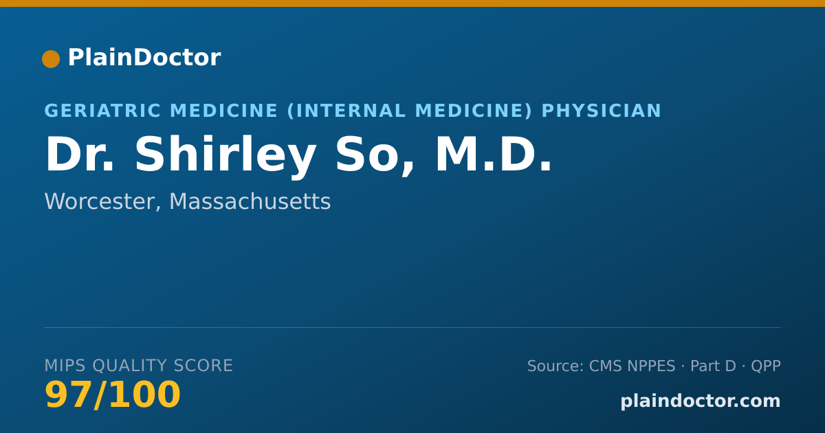 Shareable card for Shirley So, M.D. - Geriatric Medicine (Internal Medicine) Physician, Worcester, MA