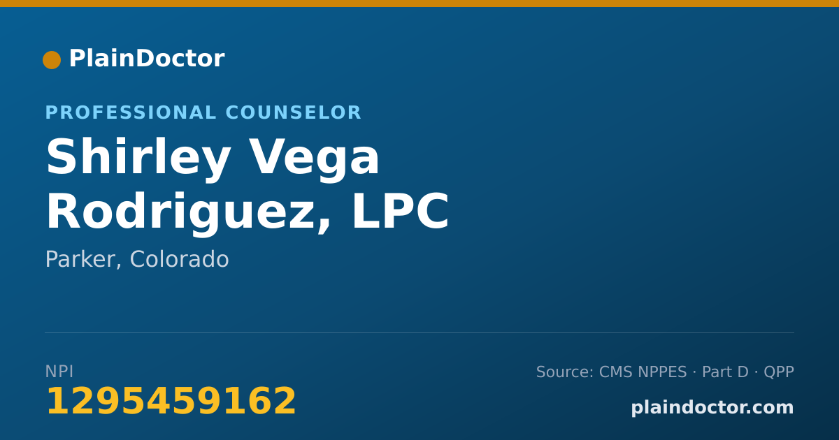 Shareable card for Shirley Vega Rodriguez, LPC - Professional Counselor, Parker, CO