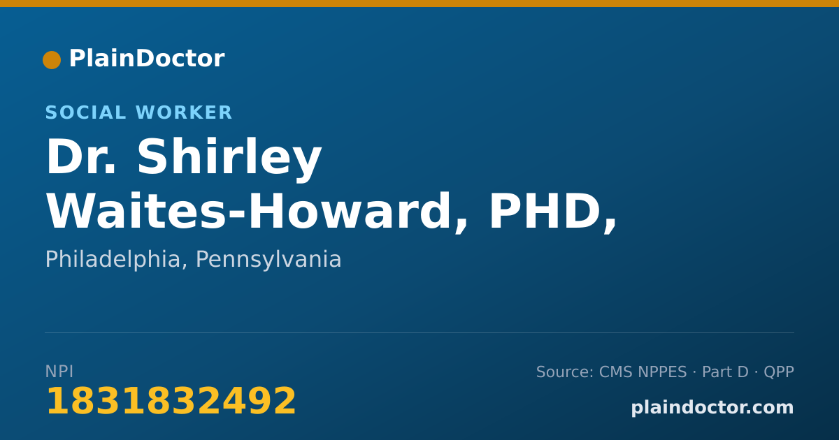 Shareable card for Shirley Waites-Howard, PHD, MSS, LSW - Social Worker, Philadelphia, PA