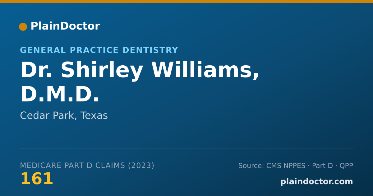 Shareable card for Shirley Williams, D.M.D. - General Practice Dentistry, Cedar Park, TX