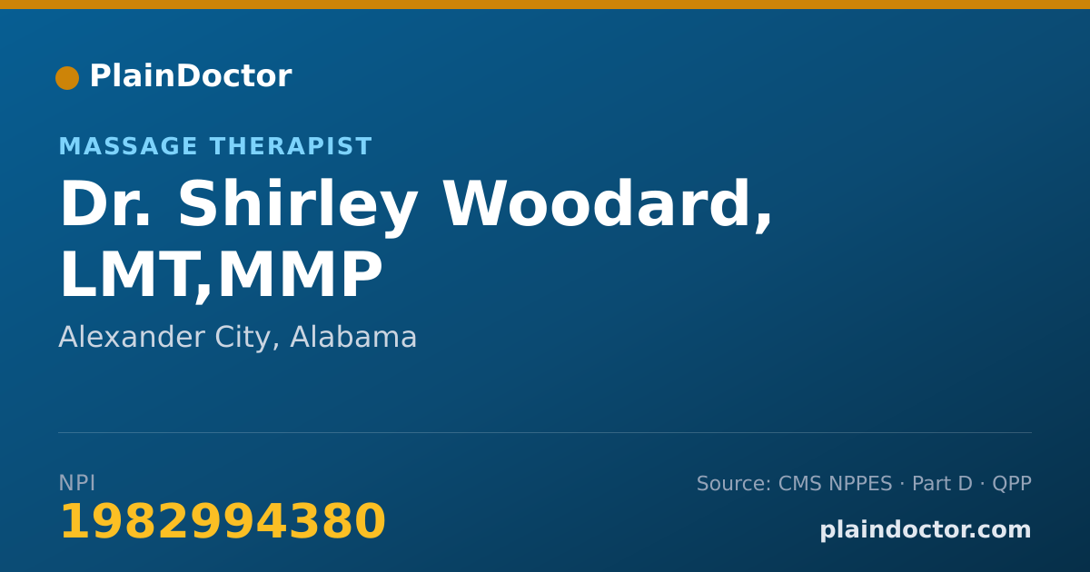 Shareable card for Shirley Woodard, LMT,MMP - Massage Therapist, Alexander City, AL