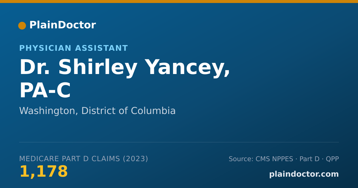 Shareable card for Shirley Yancey, PA-C - Physician Assistant, Washington, DC