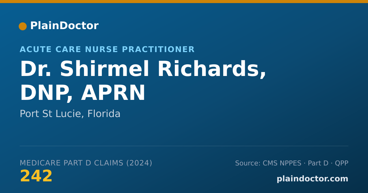 Shareable card for Shirmel Richards, DNP, APRN - Nurse Practitioner, Port St Lucie, FL