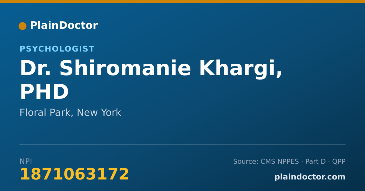 Shareable card for Shiromanie Khargi, PHD - Psychologist, Floral Park, NY