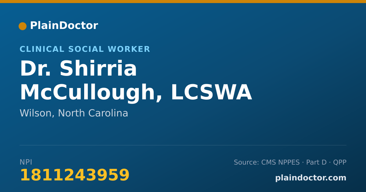 Shareable card for Shirria McCullough, LCSWA - Clinical Social Worker, Wilson, NC