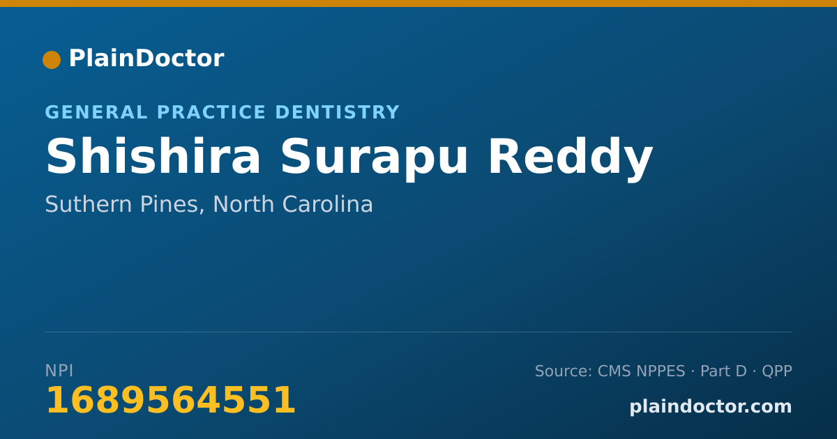 Shareable card for Shishira Surapu Reddy - General Practice Dentistry, Suthern Pines, NC