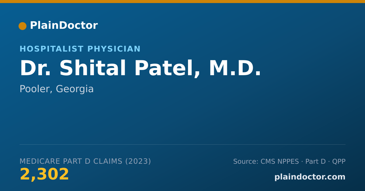 Shareable card for Shital Patel, M.D. - Hospitalist Physician, Pooler, GA