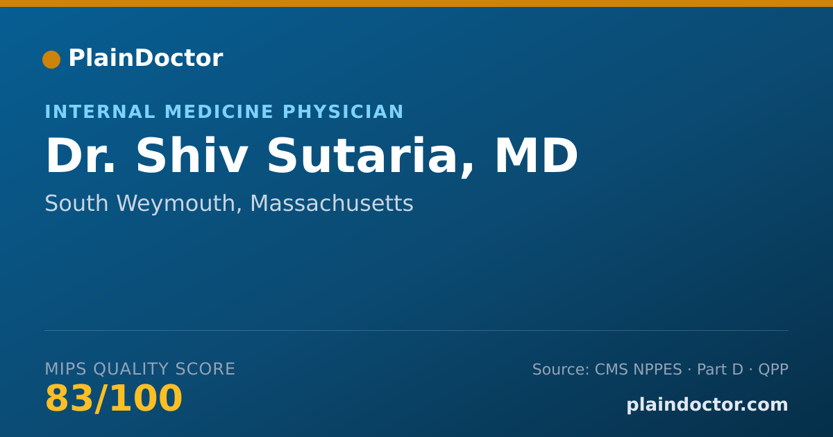Shareable card for Shiv Sutaria, MD - Hospitalist Physician, South Weymouth, MA