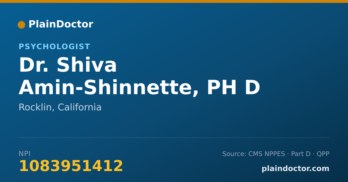 Shareable card for Shiva Amin-Shinnette, PH D - Psychologist, Rocklin, CA