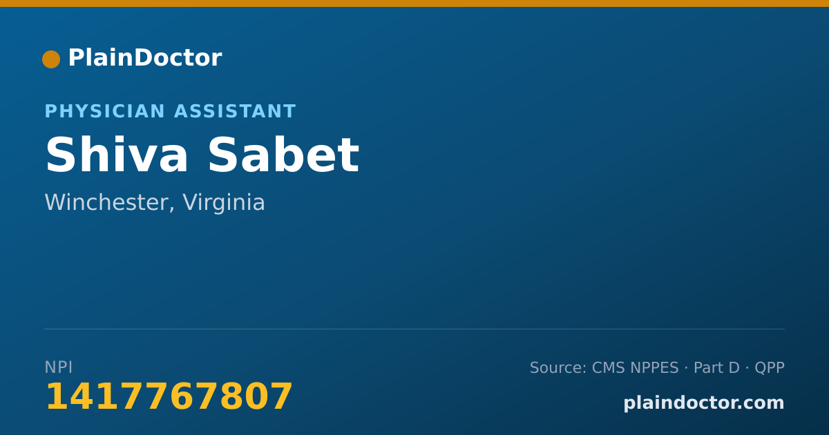 Shareable card for Shiva Sabet - Student in an Organized Health Care Education/Training Program, Winchester, VA