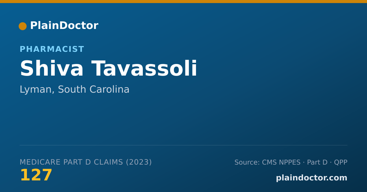 Shareable card for Shiva Tavassoli - Pharmacist, Lyman, SC