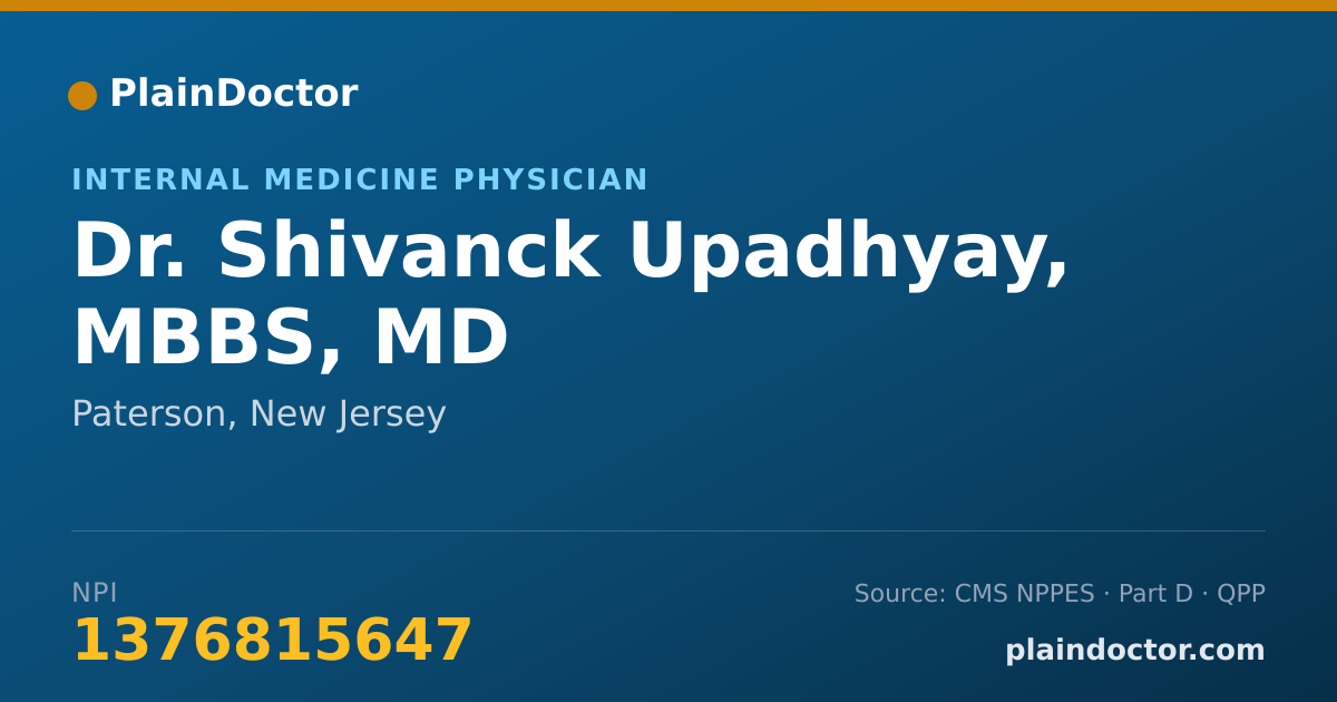 Shareable card for Shivanck Upadhyay, MBBS, MD - Internal Medicine Physician, Paterson, NJ