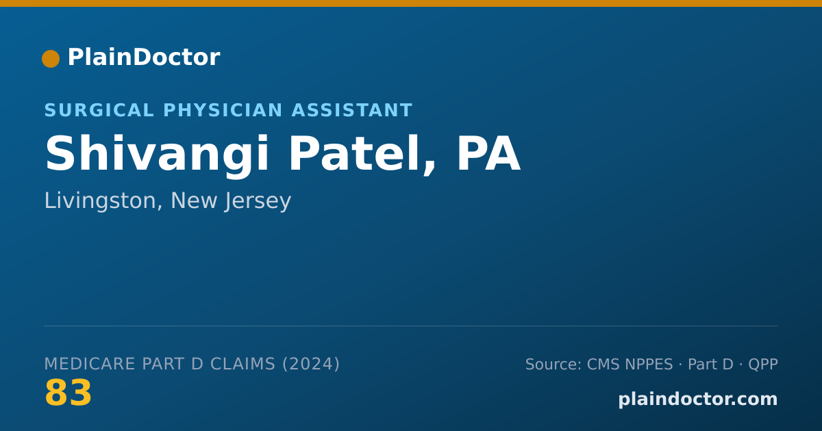 Shareable card for Shivangi Patel, PA - Surgical Physician Assistant, Livingston, NJ