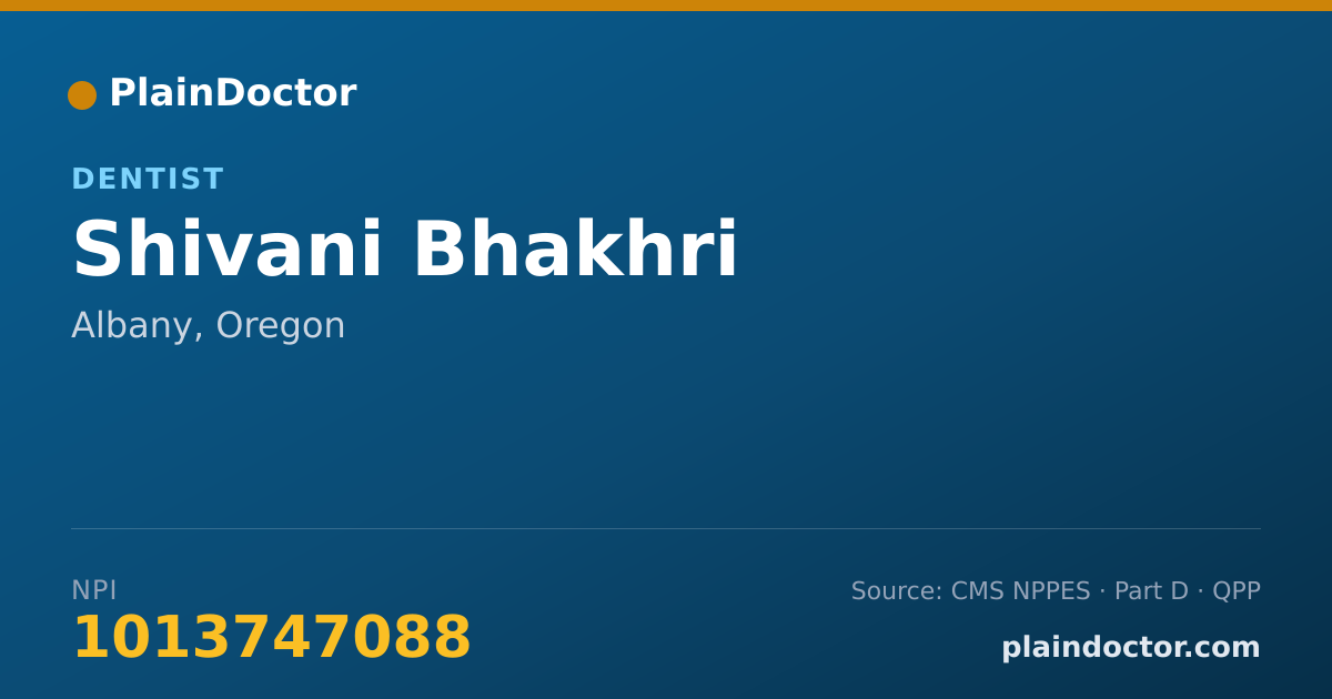 Shareable card for Shivani Bhakhri - Dentist, Albany, OR