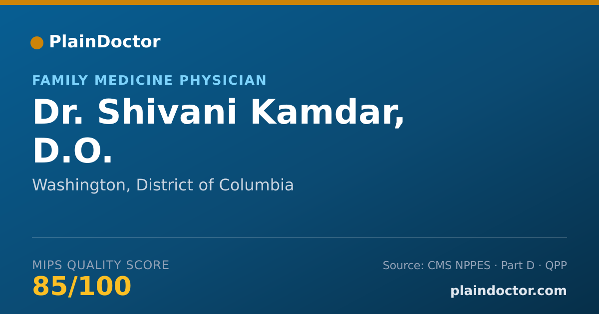 Shareable card for Shivani Kamdar, D.O. - Family Medicine Physician, Washington, DC