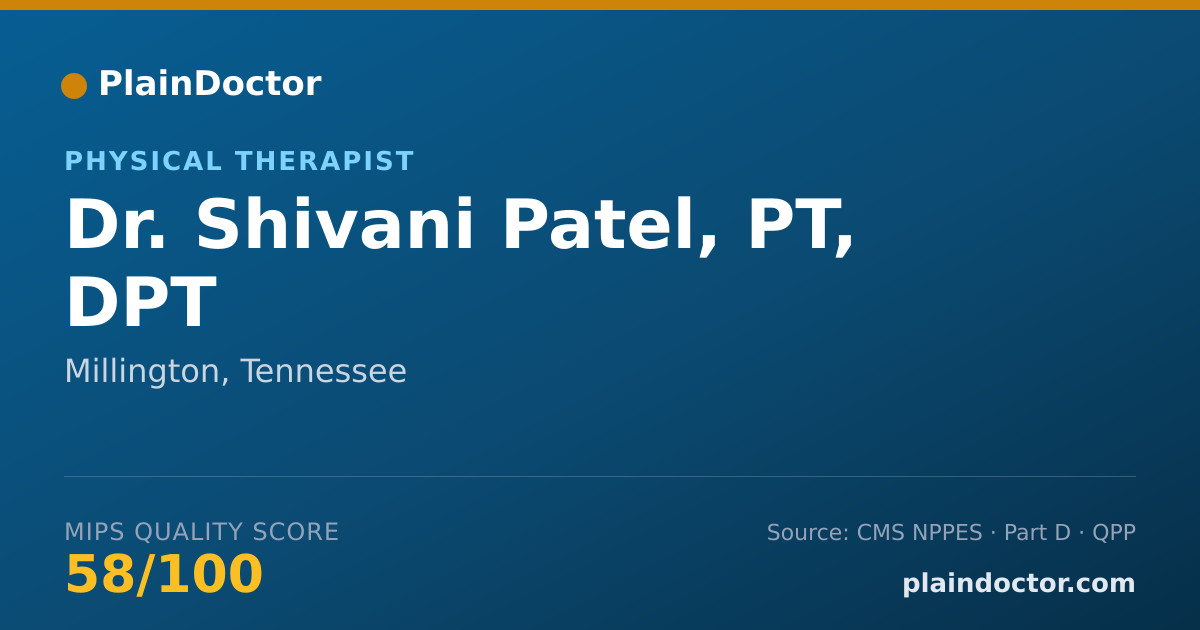 Shareable card for Shivani Patel, PT, DPT - Physical Therapist, Millington, TN