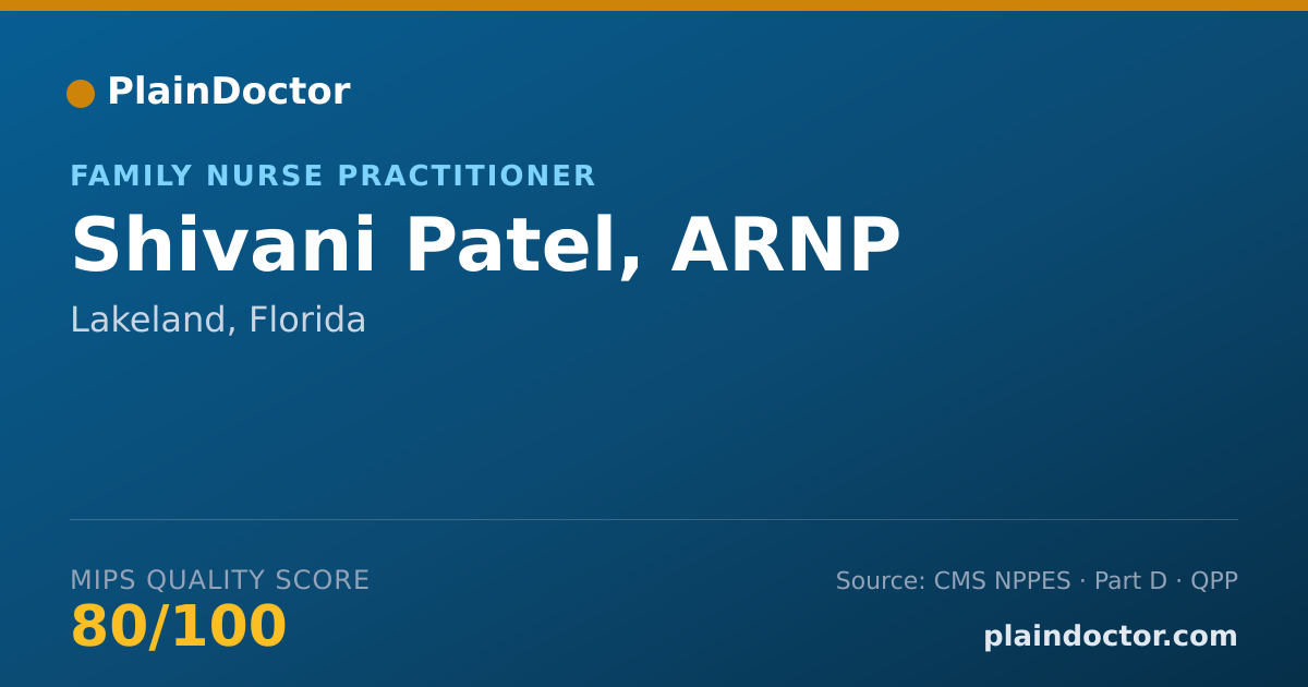Shareable card for Shivani Patel, ARNP - Family Nurse Practitioner, Lakeland, FL