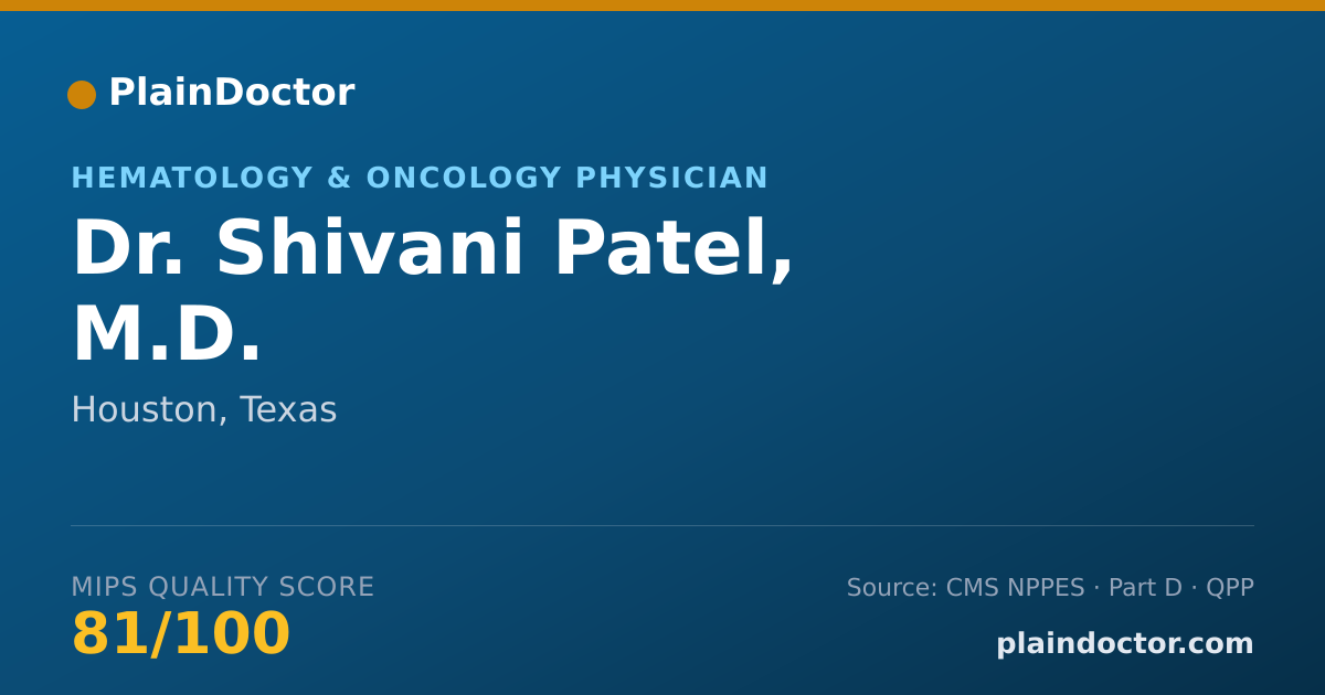 Shareable card for Shivani Patel, M.D. - Hematology & Oncology Physician, Houston, TX