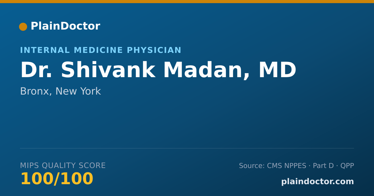 Shareable card for Shivank Madan, MD - Internal Medicine Physician, Bronx, NY