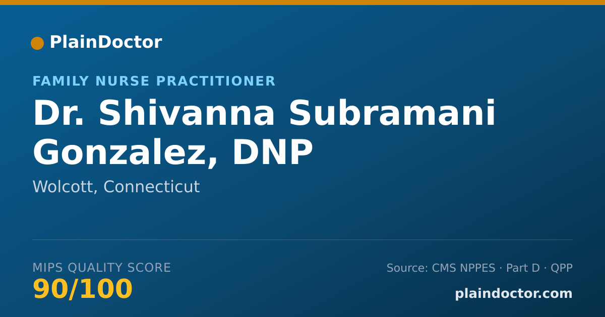 Shareable card for Shivanna Subramani Gonzalez, DNP - Family Nurse Practitioner, Wolcott, CT