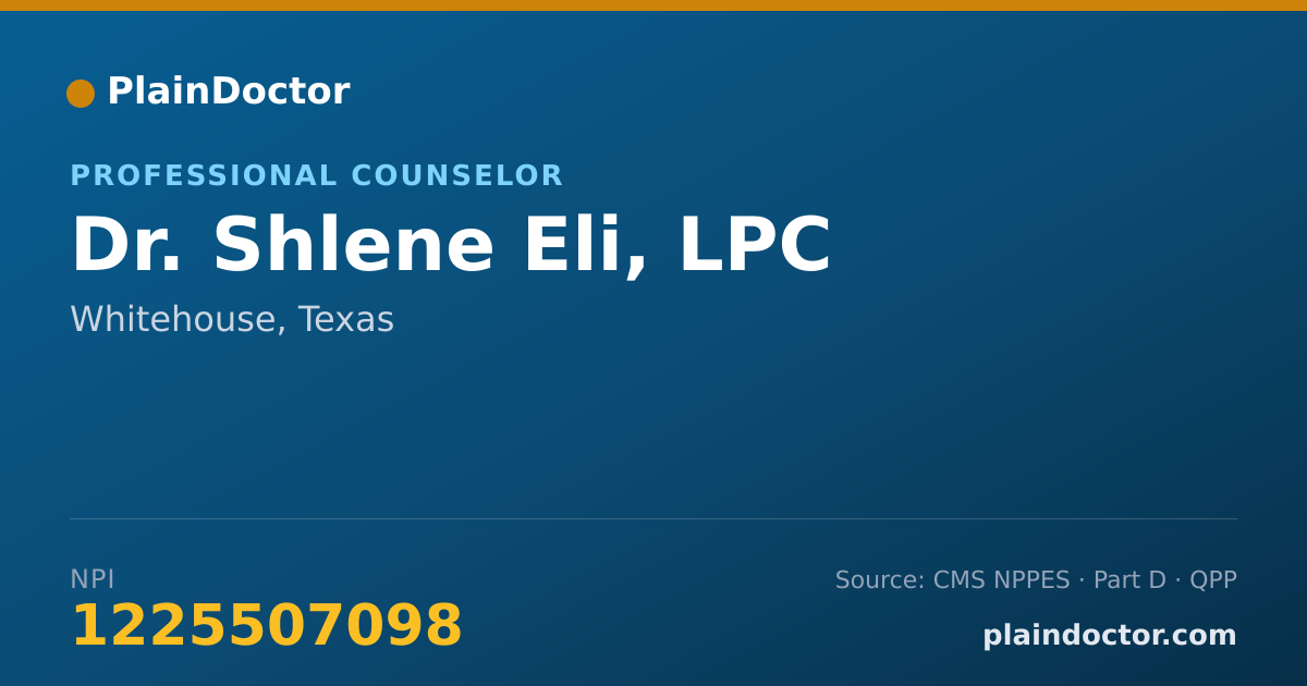 Shareable card for Shlene Eli, LPC - Professional Counselor, Whitehouse, TX