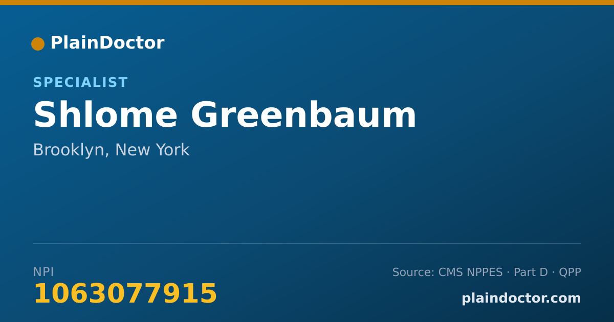 Shareable card for Shlome Greenbaum - Specialist, Brooklyn, NY