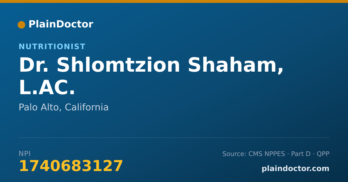 Shareable card for Shlomtzion Shaham, L.AC. - Nutritionist, Palo Alto, CA