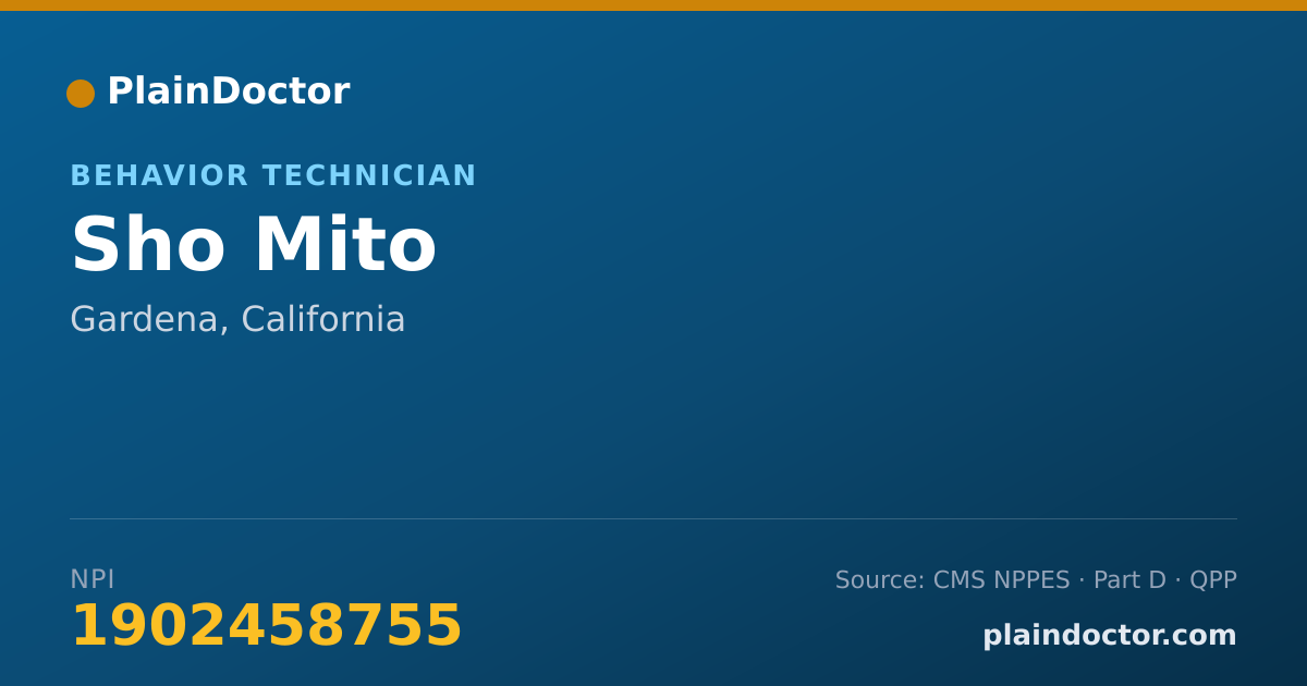 Shareable card for Sho Mito - Behavior Technician, Gardena, CA