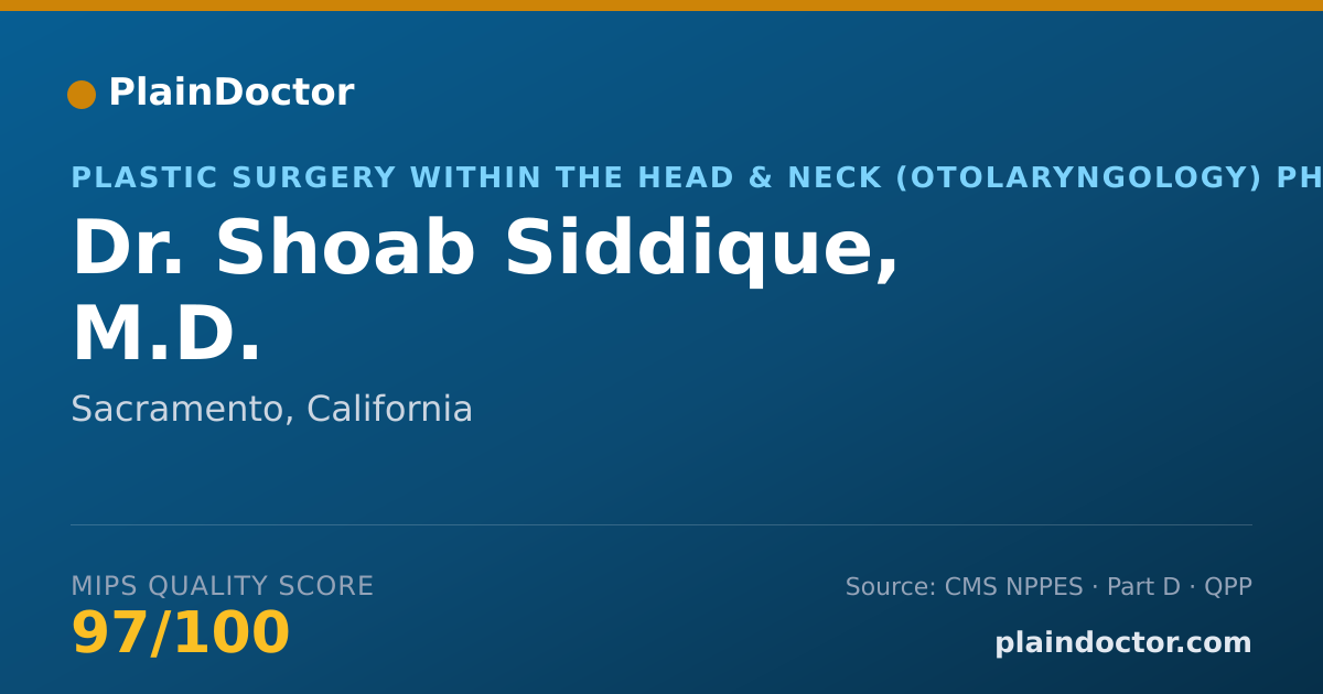Shareable card for Shoab Siddique, M.D. - Plastic Surgery within the Head & Neck (Otolaryngology) Physician, Sacramento, CA