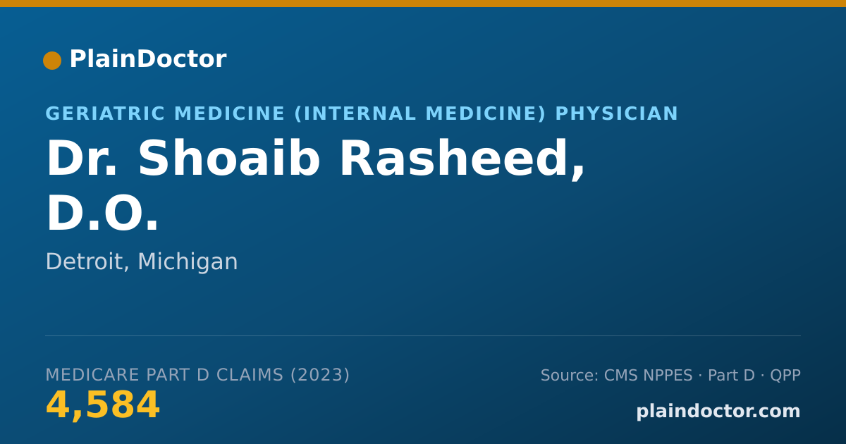 Shareable card for Shoaib Rasheed, D.O. - Geriatric Medicine (Internal Medicine) Physician, Detroit, MI