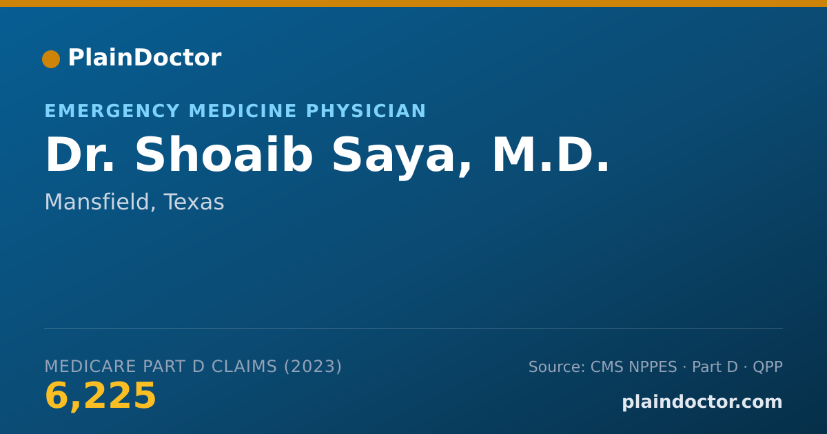 Shareable card for Shoaib Saya, M.D. - Emergency Medicine Physician, Mansfield, TX