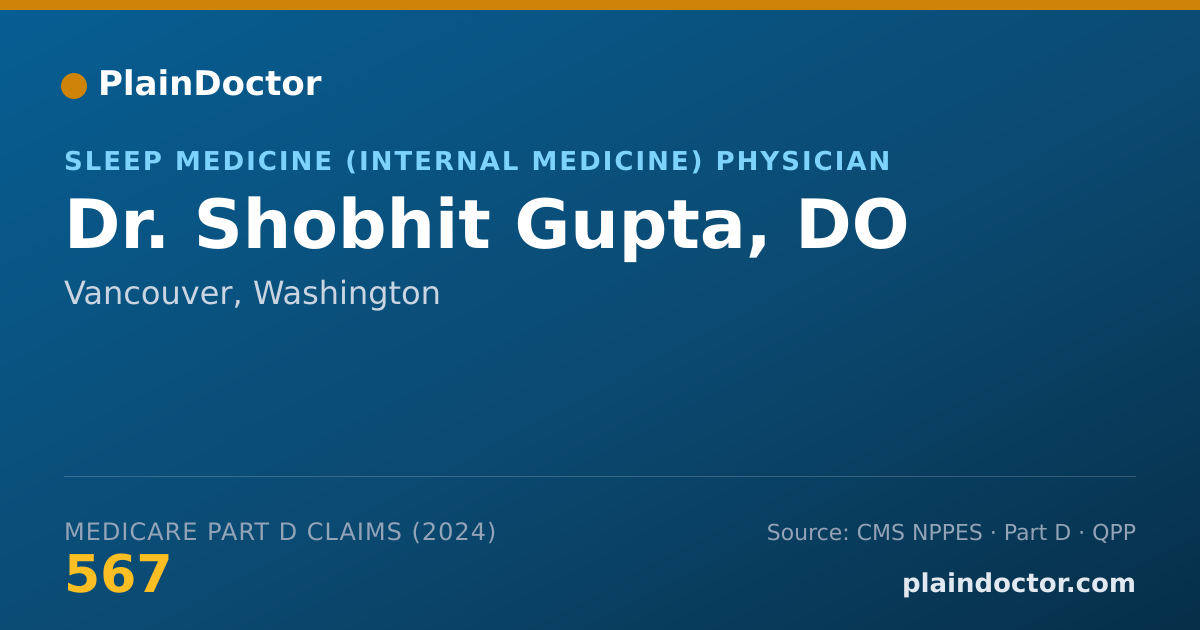 Shareable card for Shobhit Gupta, DO - Sleep Medicine (Internal Medicine) Physician, Vancouver, WA