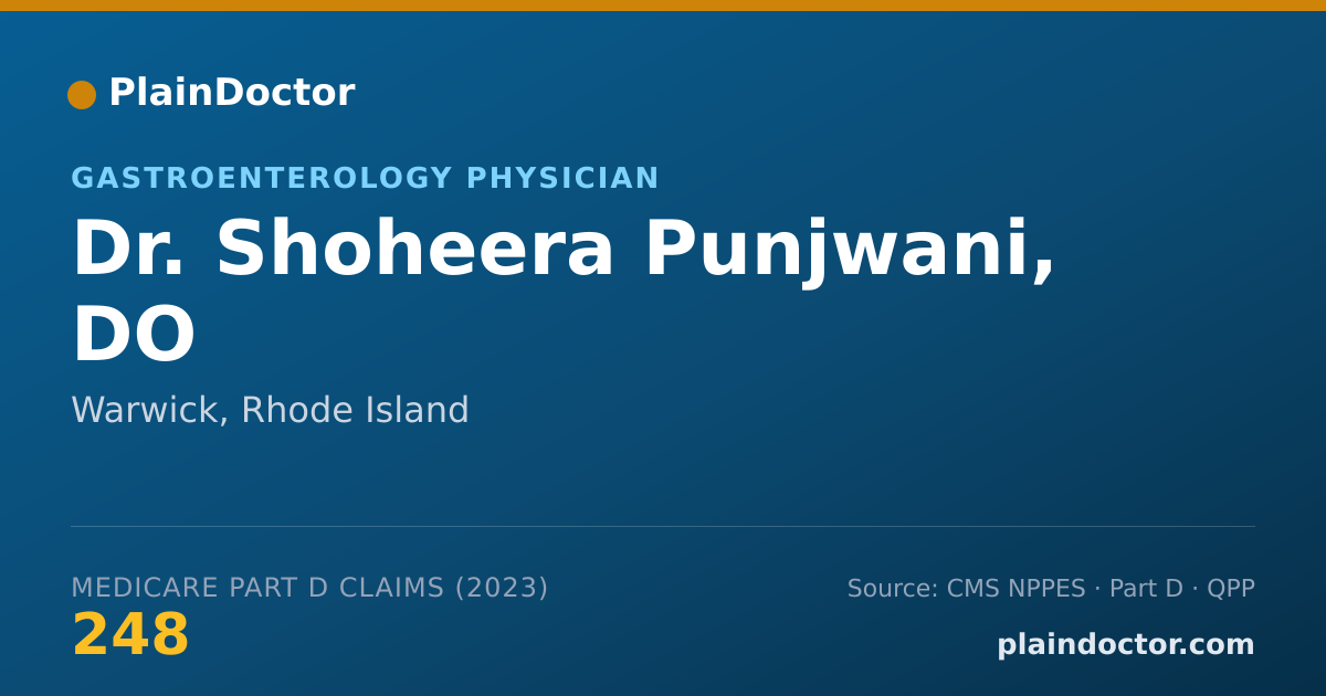 Shareable card for Shoheera Punjwani, DO - Gastroenterology Physician, Warwick, RI
