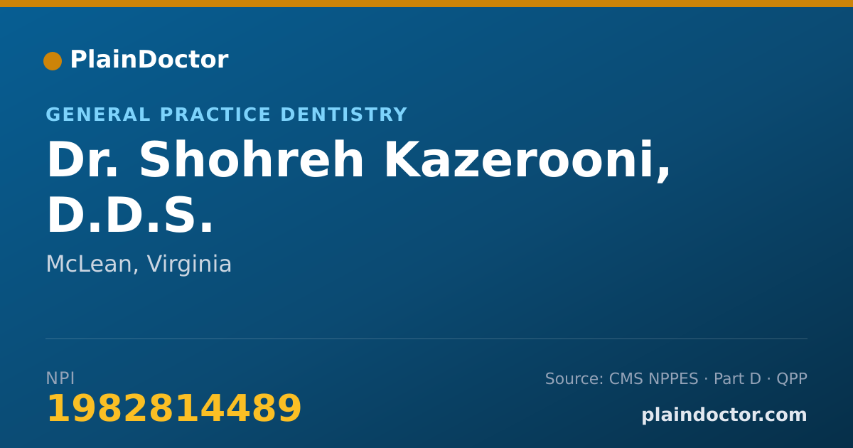 Shareable card for Shohreh Kazerooni, D.D.S. - General Practice Dentistry, McLean, VA