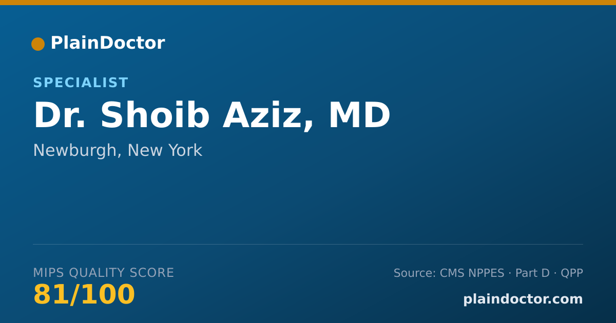 Shareable card for Shoib Aziz, MD - Specialist, Newburgh, NY