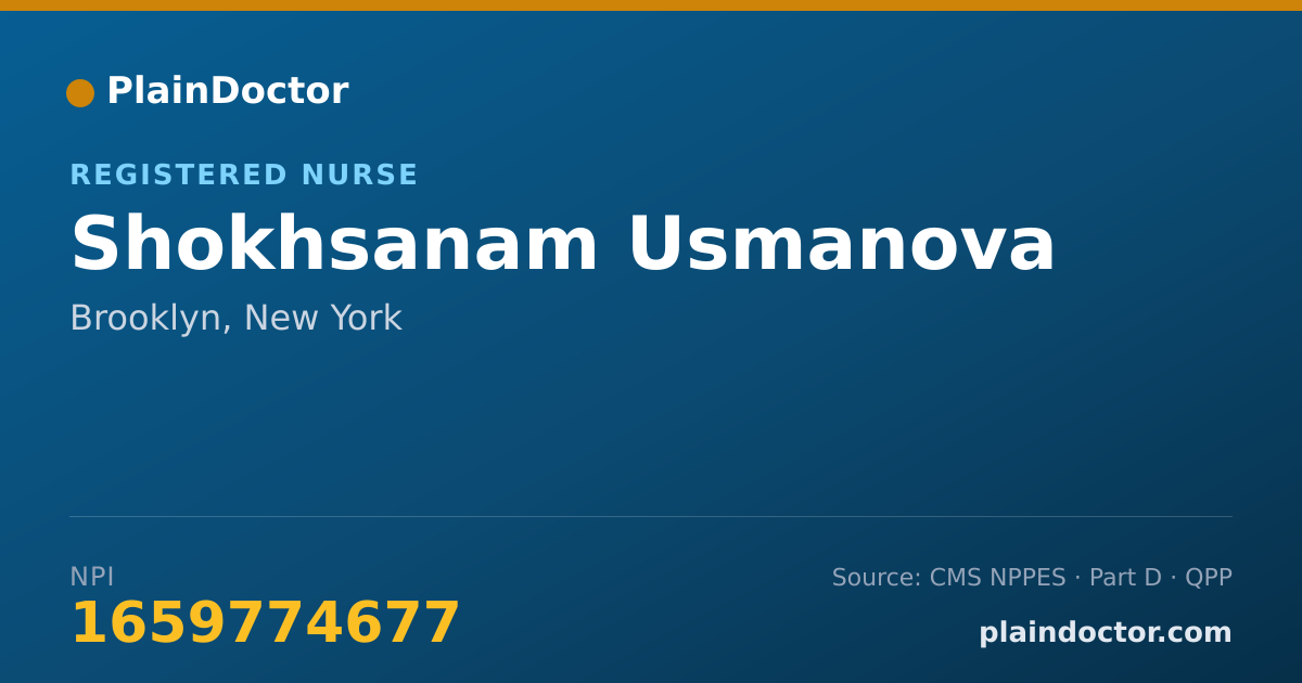 Shareable card for Shokhsanam Usmanova - Registered Nurse, Brooklyn, NY