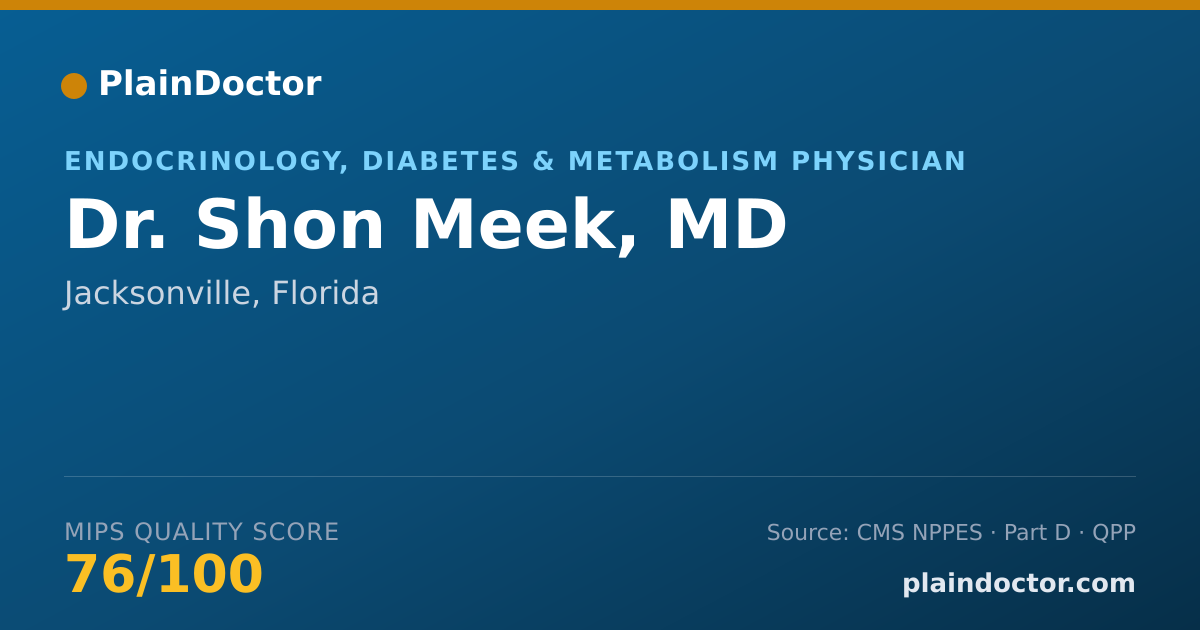 Shareable card for Shon Meek, MD - Endocrinology, Diabetes & Metabolism Physician, Jacksonville, FL