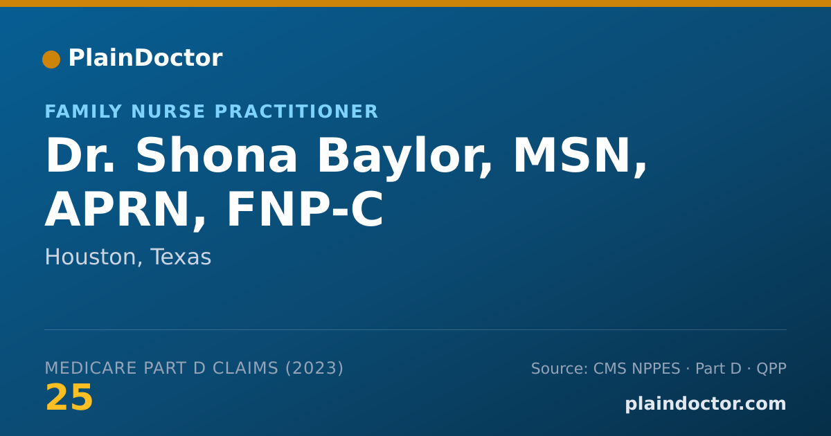Shareable card for Shona Baylor, MSN, APRN, FNP-C - Family Nurse Practitioner, Houston, TX