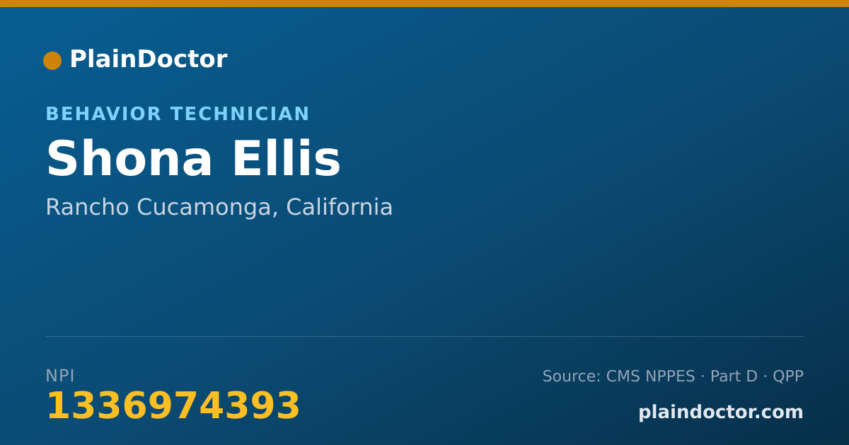 Shareable card for Shona Ellis - Behavior Technician, Rancho Cucamonga, CA