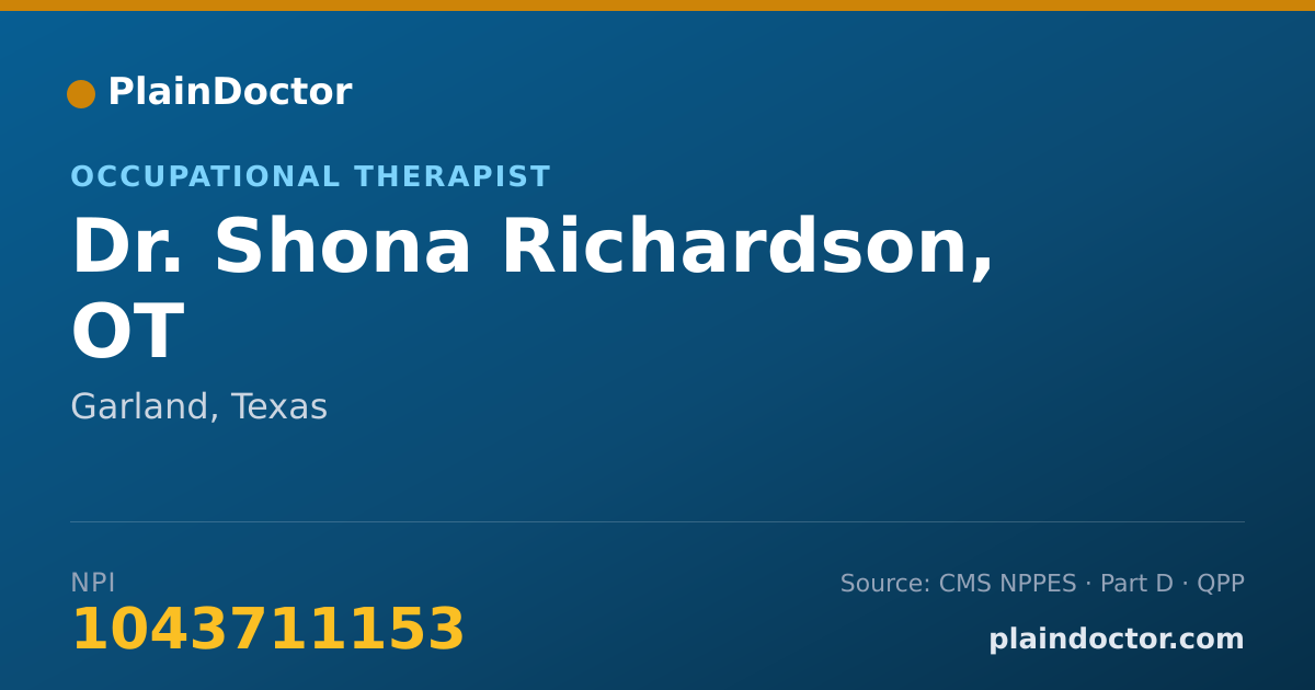 Shareable card for Shona Richardson, OT - Occupational Therapist, Garland, TX