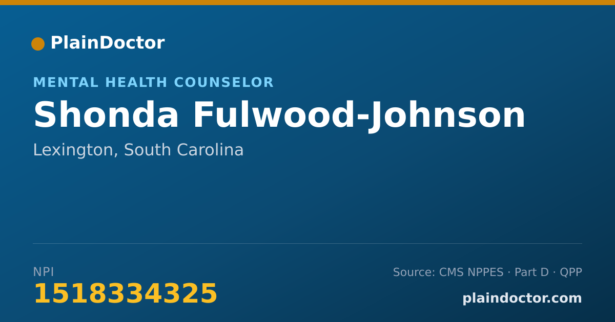 Shareable card for Shonda Fulwood-Johnson - Mental Health Counselor, Lexington, SC