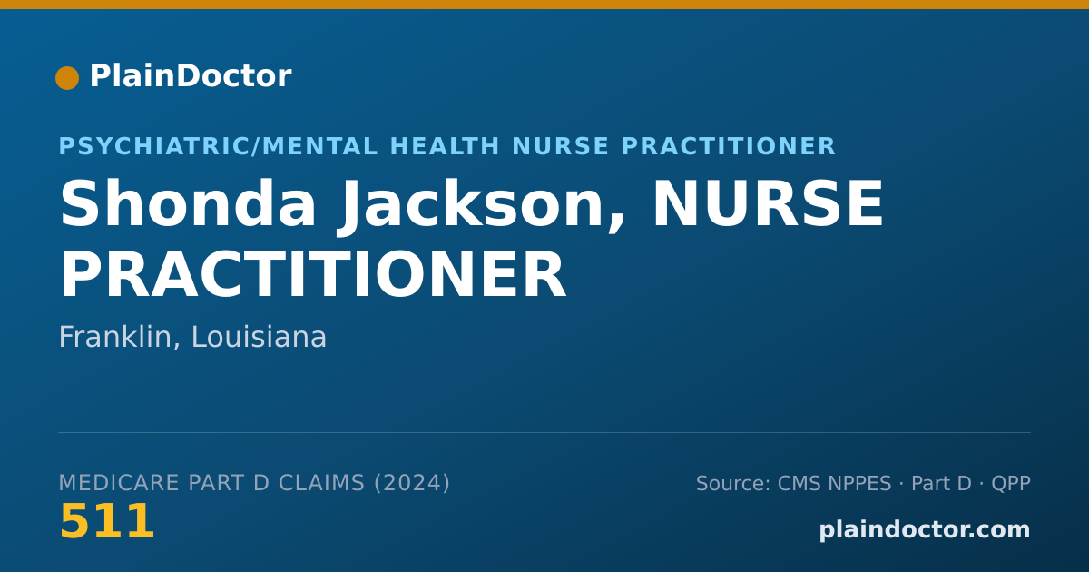 Shareable card for Shonda Jackson, NURSE PRACTITIONER - Psychiatric/Mental Health Nurse Practitioner, Franklin, LA