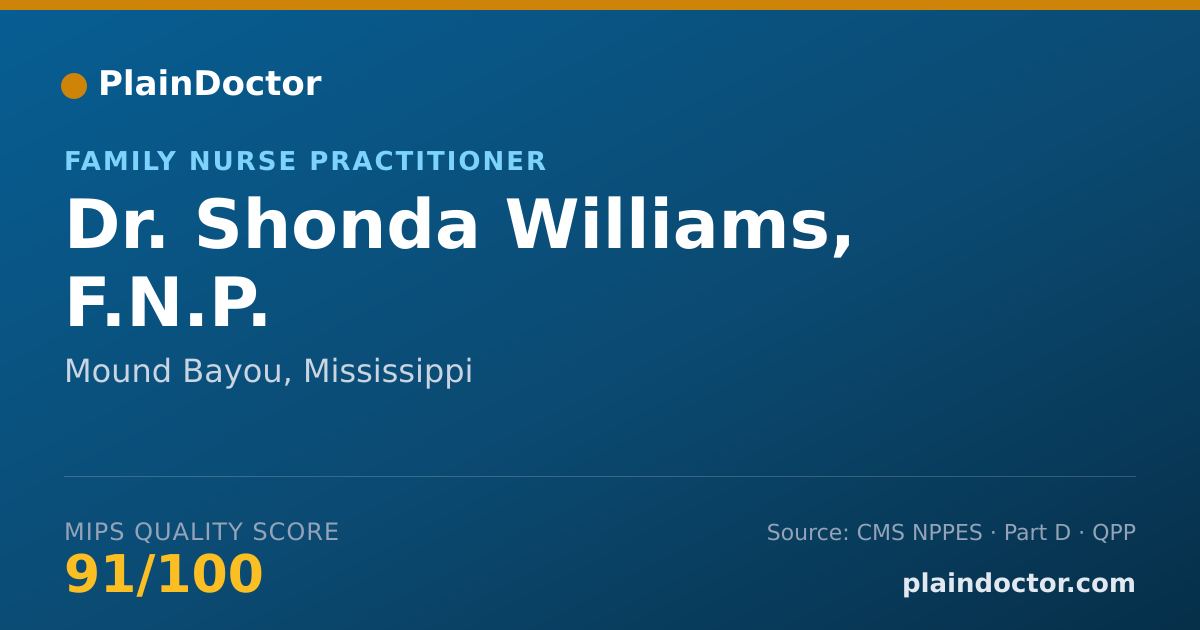 Shareable card for Shonda Williams, F.N.P. - Family Nurse Practitioner, Mound Bayou, MS
