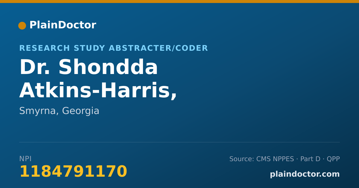 Shareable card for Shondda Atkins-Harris, CERTIFICATION - Research Study Abstracter/Coder, Smyrna, GA