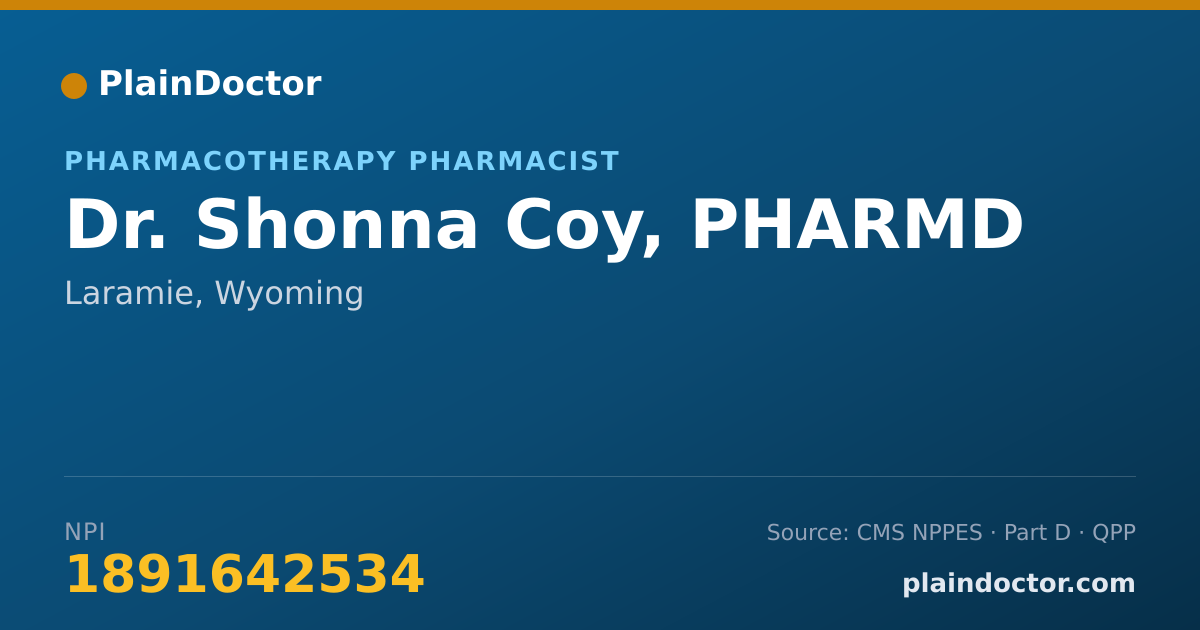 Shareable card for Shonna Coy, PHARMD - Pharmacotherapy Pharmacist, Laramie, WY
