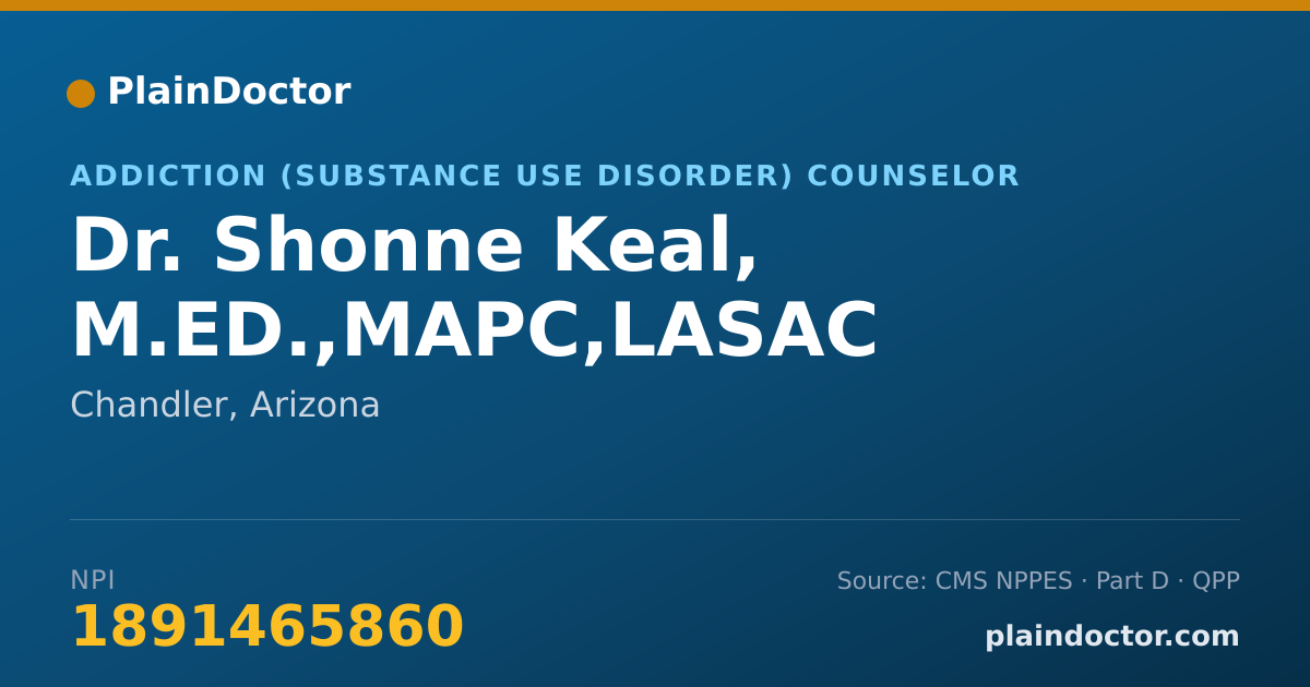 Shareable card for Shonne Keal, M.ED.,MAPC,LASAC - Addiction (Substance Use Disorder) Counselor, Chandler, AZ