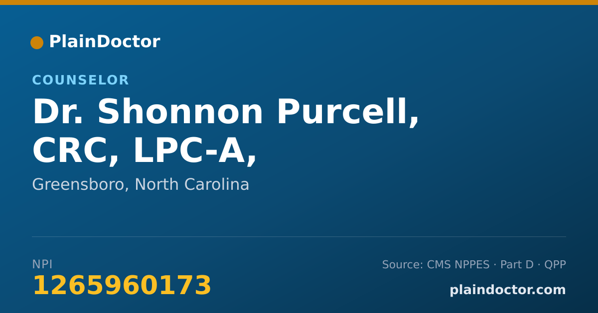 Shareable card for Shonnon Purcell, CRC, LPC-A, - Counselor, Greensboro, NC
